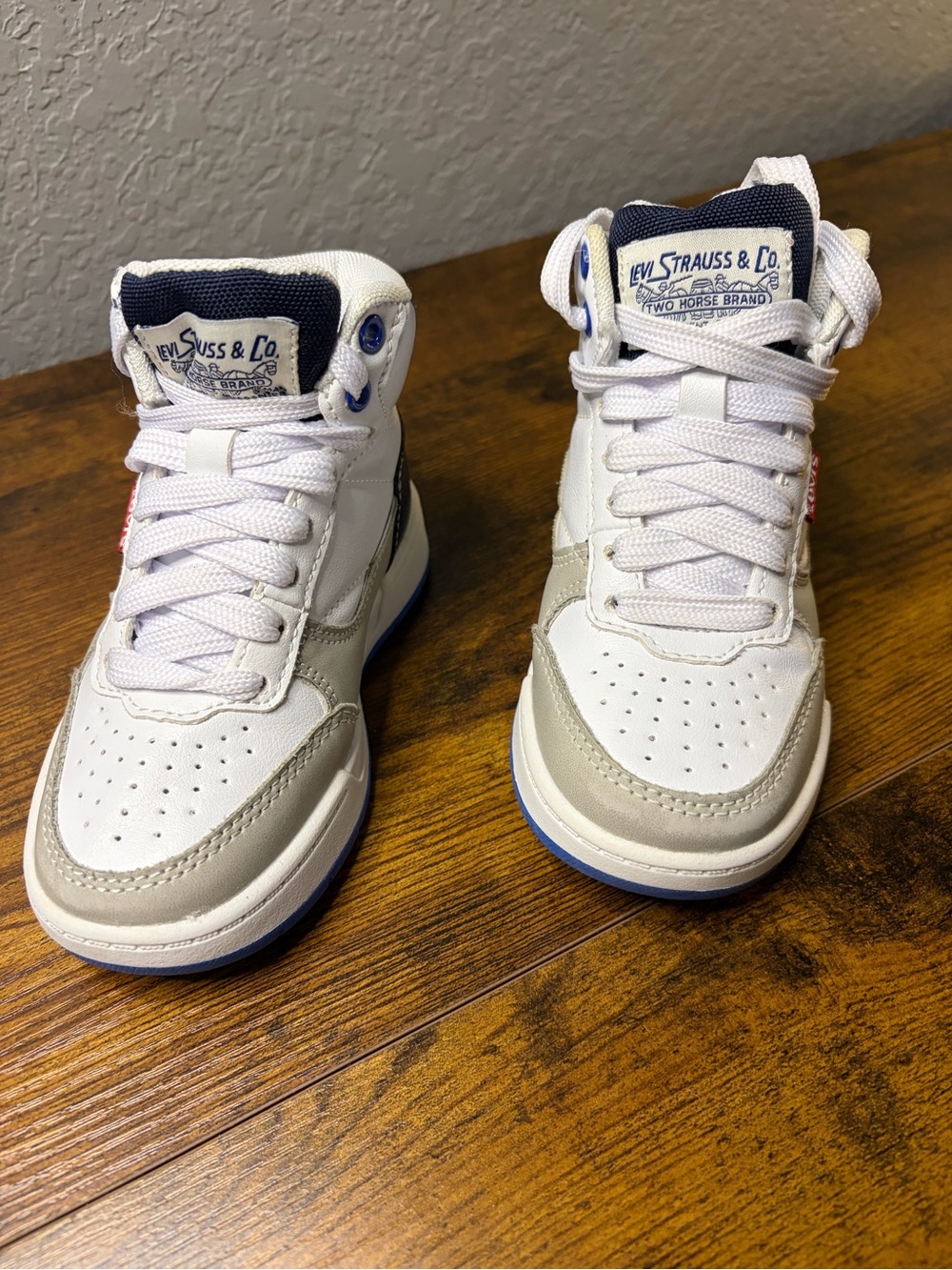 Levi's Kids White, Navy and Gray High-Top Sneakers